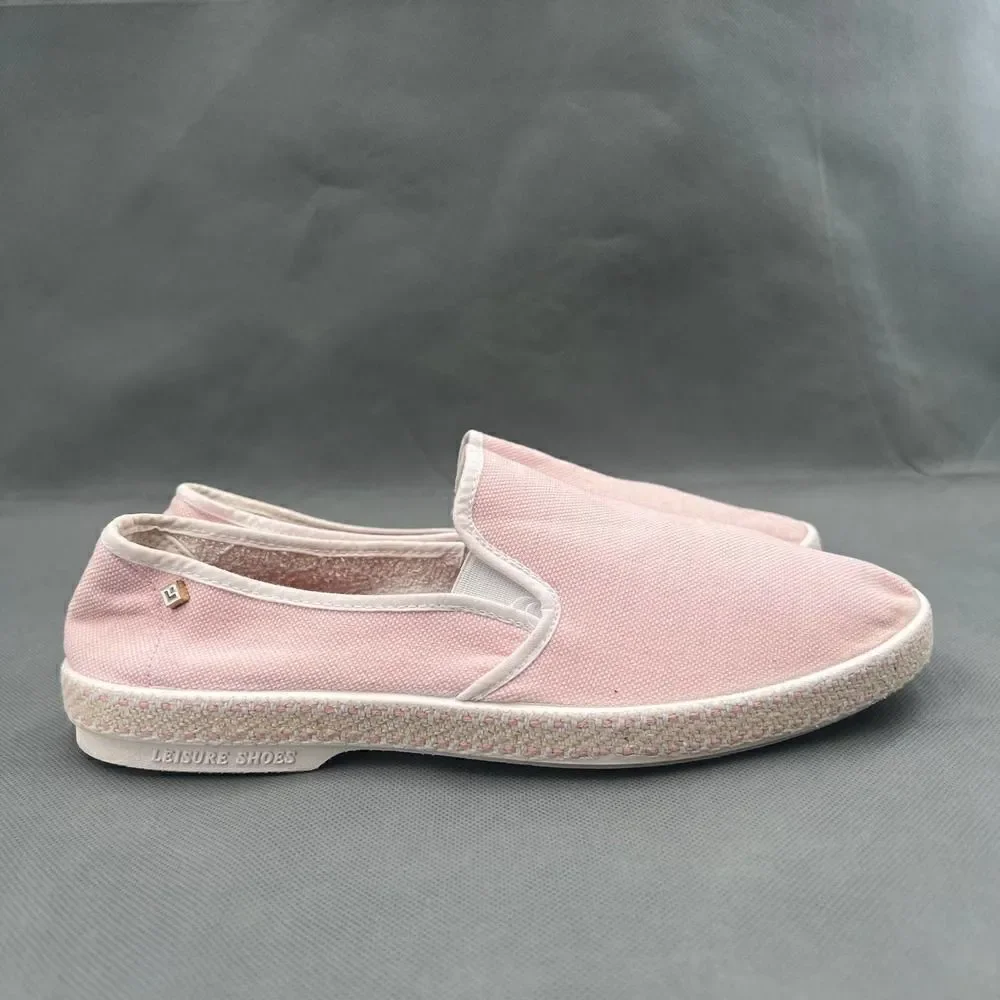Rivieras Nymphe Cotton Canvas Slip On Classic Pink Canvas Sneakers Size 40